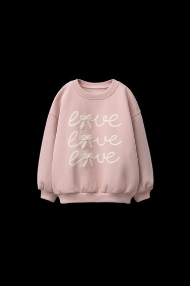 Zara EMBROIDERED BOW SWEATSHIRT - Faded pink - Image 0
