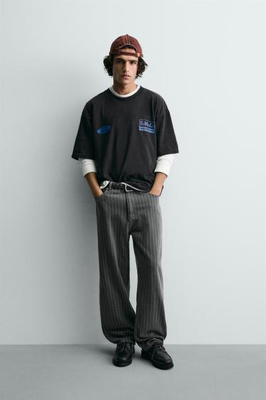 WASHED T-SHIRT WITH CONTRAST FORD © PRINT - Black by Zara - Image 0