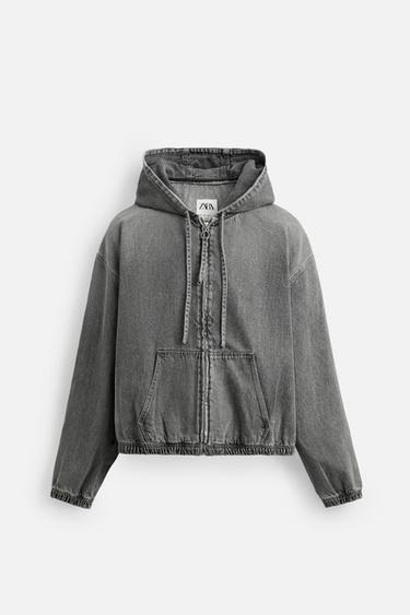 CAZADORA LAVADA CAPUCHA - Gris de Zara - Imagen 0