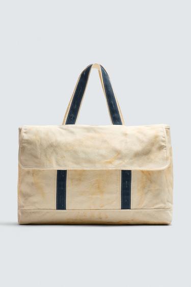 BOLSO SHOPPER TEJIDO - Blanco Crudo de Zara