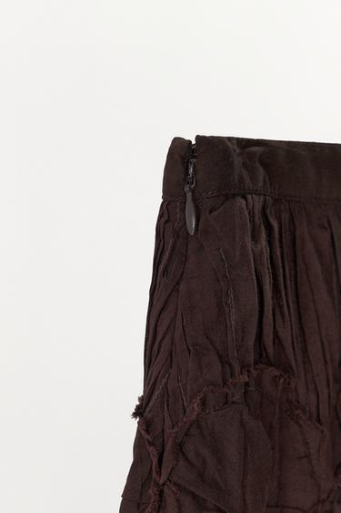 PANTALON BOUFFANT PLISSÉ CROCHET - Marron de Zara - Image 5