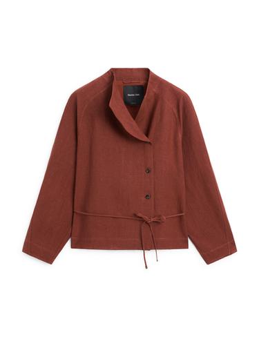 Zara 100% linen kimono with buttons and tie detail - Brick