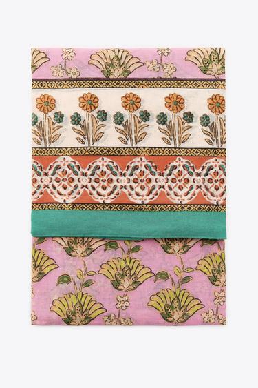 Zara PRINTED SCARF WITH COTTON - Pink