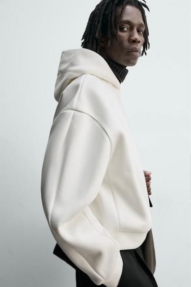 SUDADERA COMPACTA CAPUCHA - Blanco de Zara