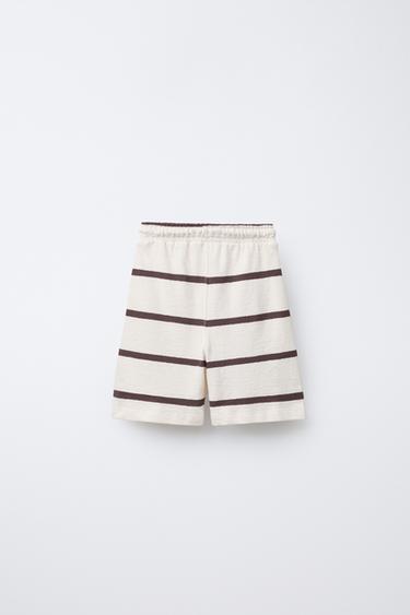 ENSEMBLE T-SHIRT ET BERMUDAS À RAYURES - Écru / Bleu marine de Zara - Image 4