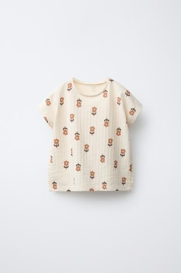 LACE PRINT T-SHIRT - Ecru by Zara - Image 0