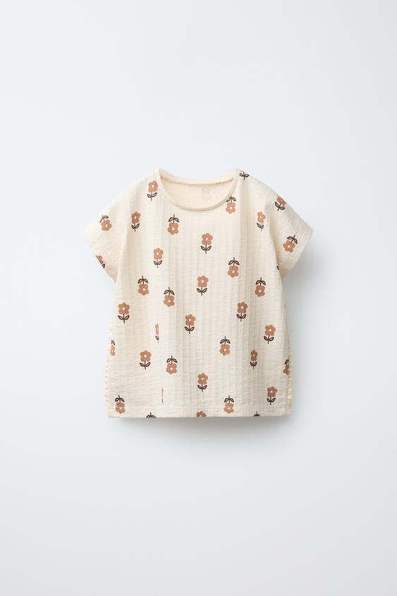 LACE PRINT T-SHIRT - Ecru by Zara - Image 0
