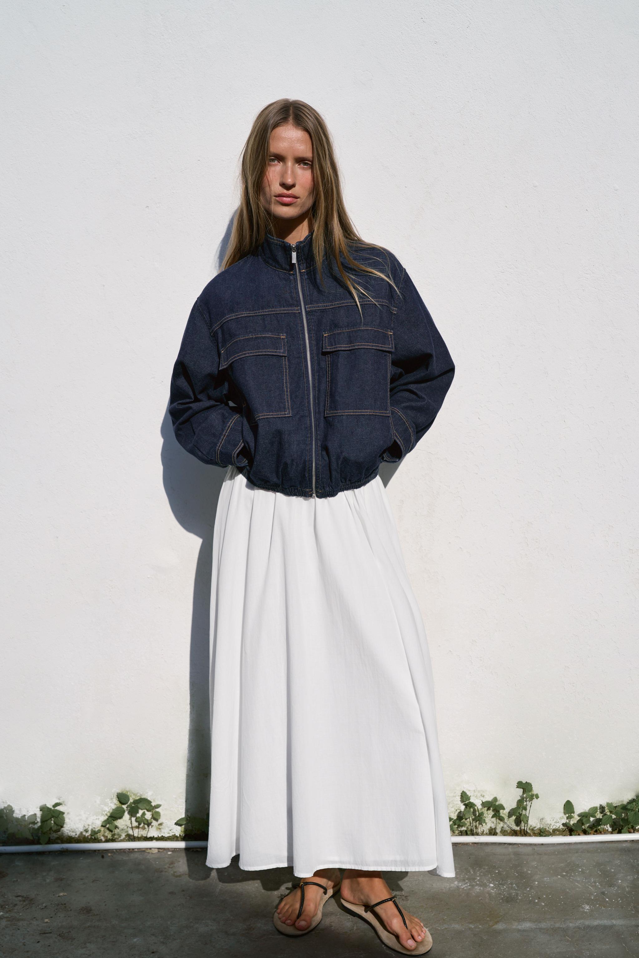 BLOUSON BOMBER EN DENIM Z1975 À COL MONTANT