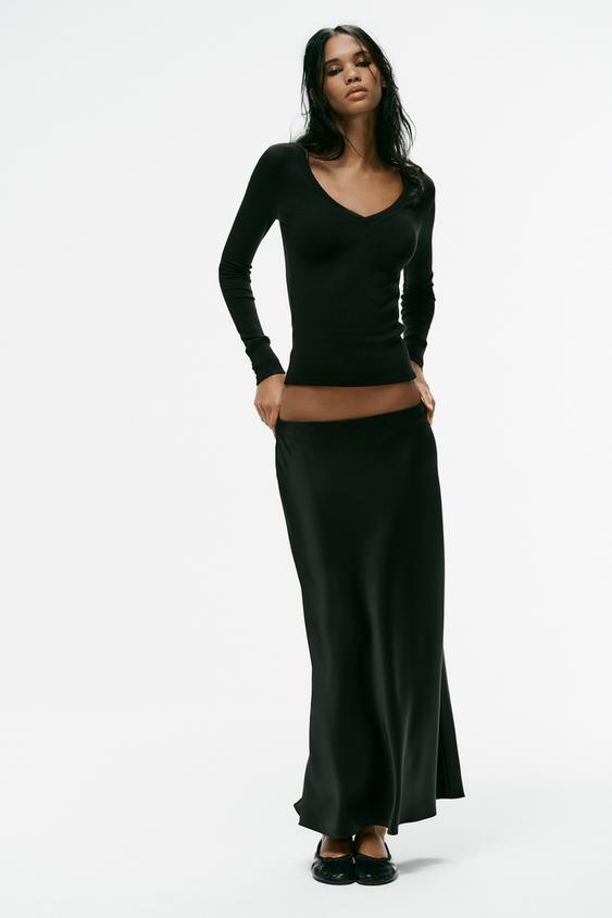 SATIN MIDI SKIRT - Black by Zara - Image 0