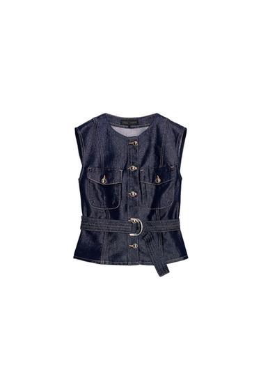 Z1975 DENIM WAISTCOAT WITH BELT