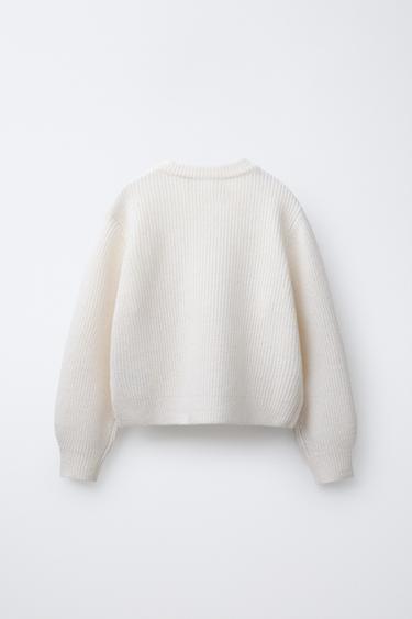 PULL EN MAILLE PERLÉE - Écru de Zara - Image 1