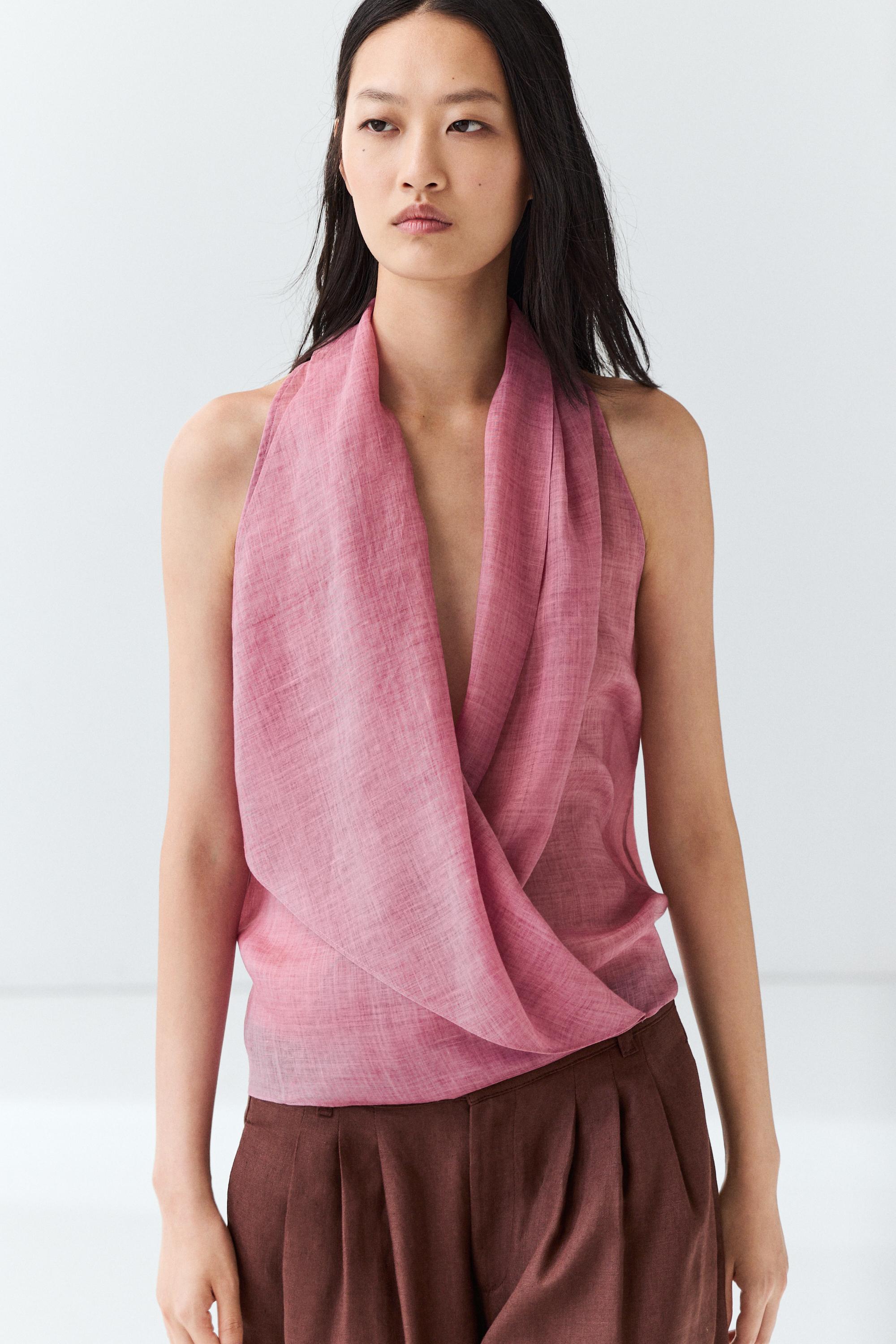 Draped crossover top — Pink