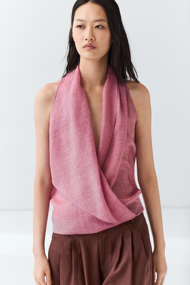 Draped crossover top — Pink 2