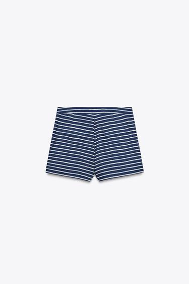 BERMUDA RAYÉ AVEC LIN - Bleu / Blanc de Zara - Image 3