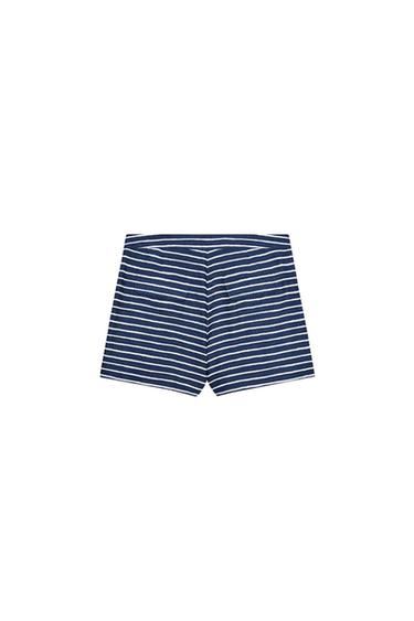 STRIPED LINEN BLEND BERMUDA SHORTS - Blue/White by Zara