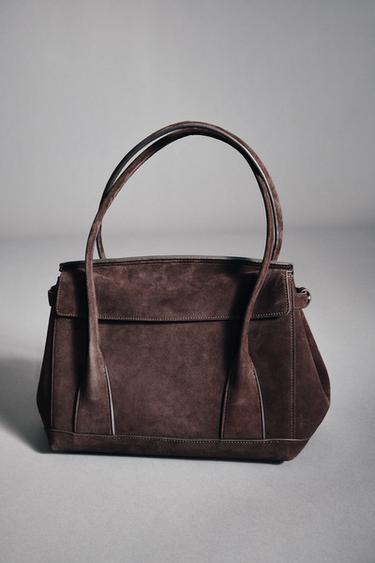 BOLSO PIEL SERRAJE CITYBAG - Marrón de Zara