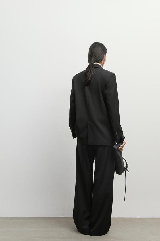 Zara Extra fine wool pleated pants - Black - Image 0