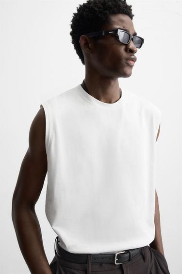 RELAXED FIT SLOGAN TANK TOP - White by Zara - Image 5