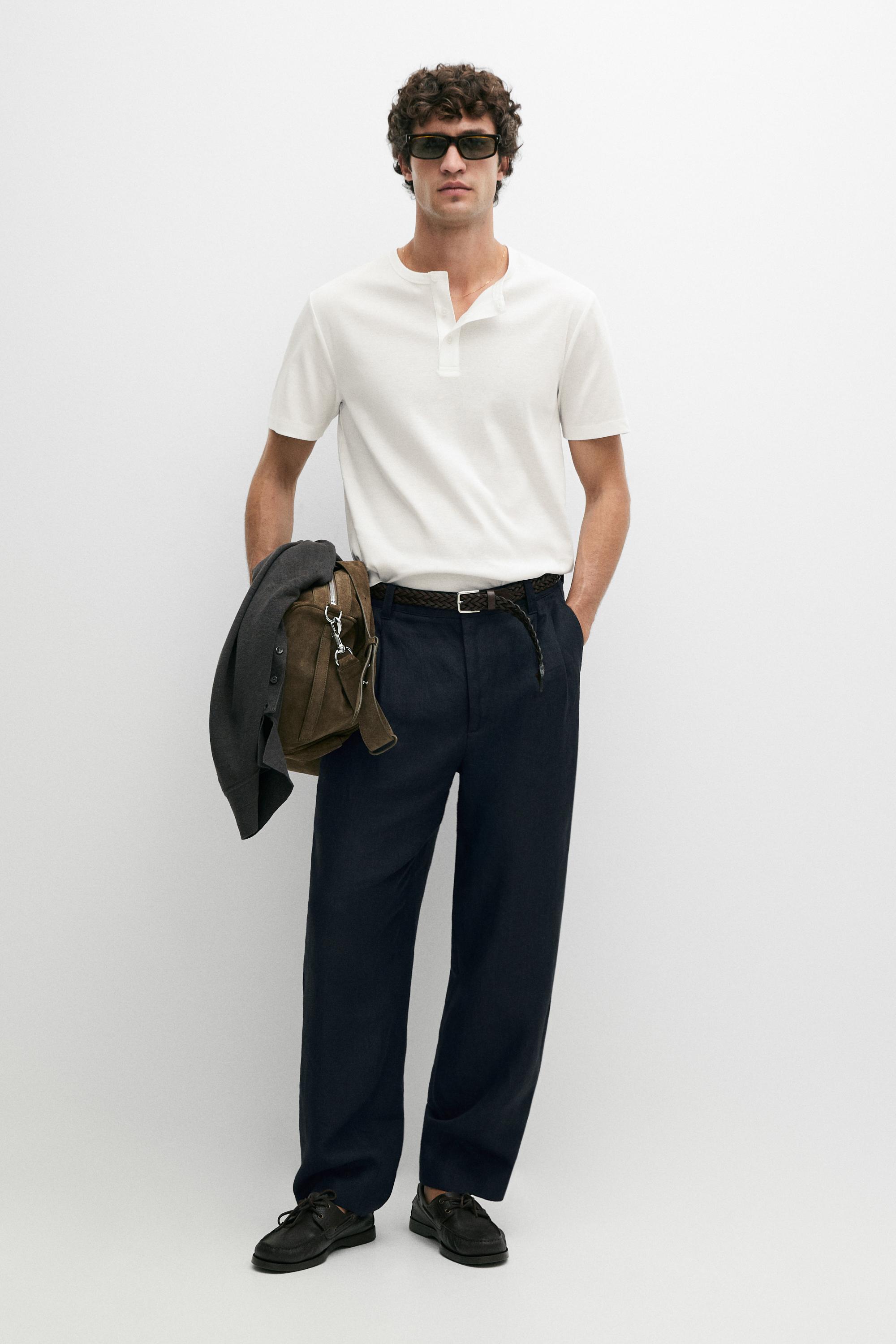 100% cotton henley T-shirt — Oyster-white
