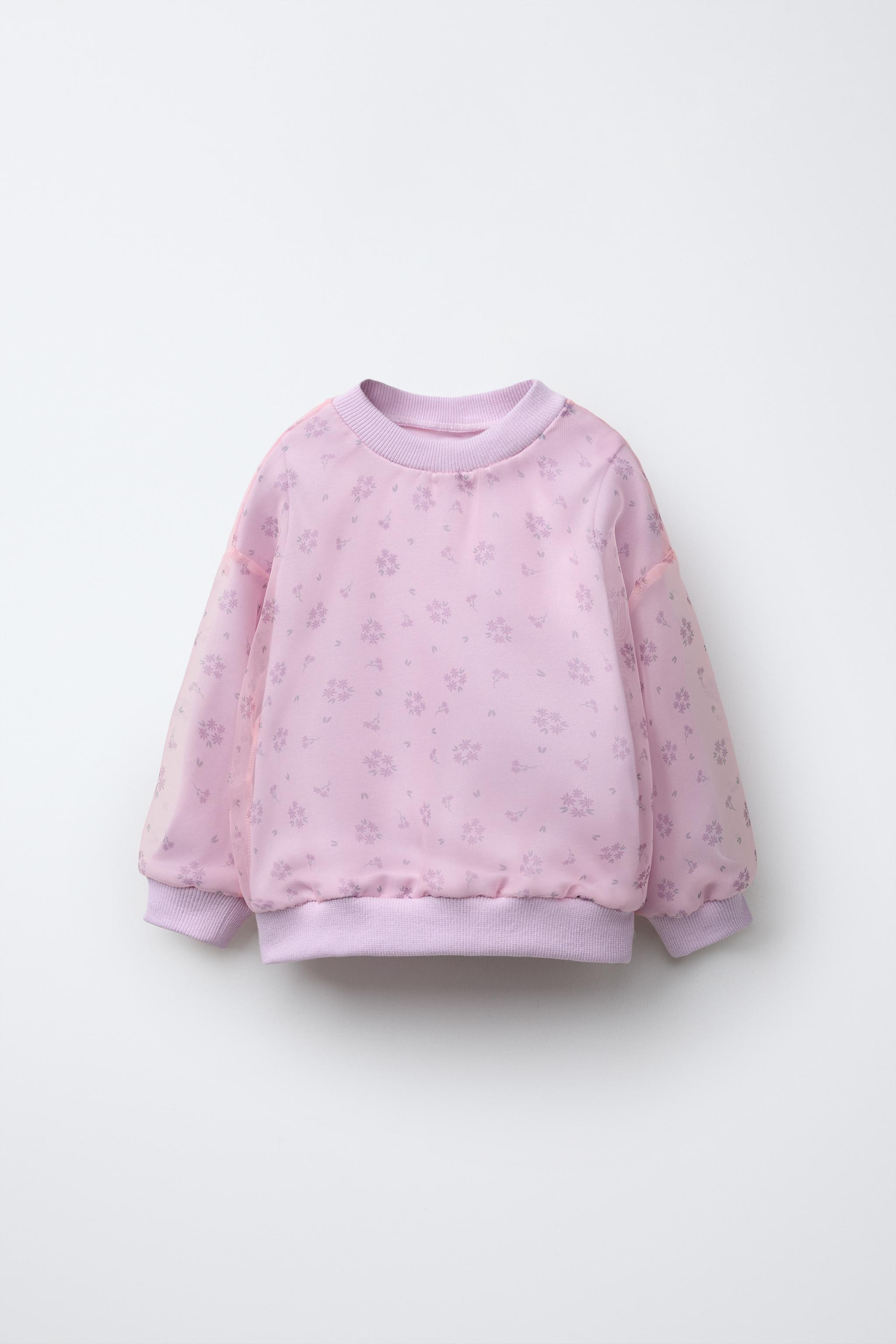 FLORAL ORGANZA SWEATSHIRT - Pale pink | ZARA United States