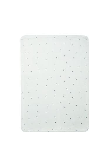 Zara BABY FLEECE BLANKET WITH FLOWERS - Ecru