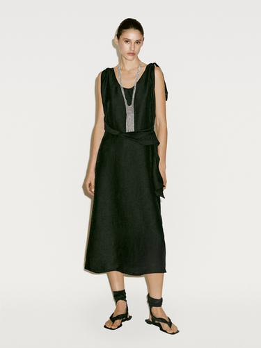 Zara Flowing dress with knot detail - Limited Edition - Black - Image 0