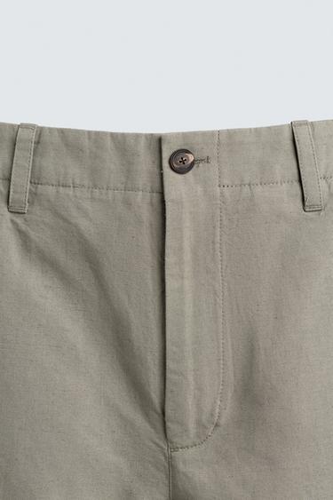 RELAXED FIT TROUSERS WITH TAB - Grey green by Zara - Image 9