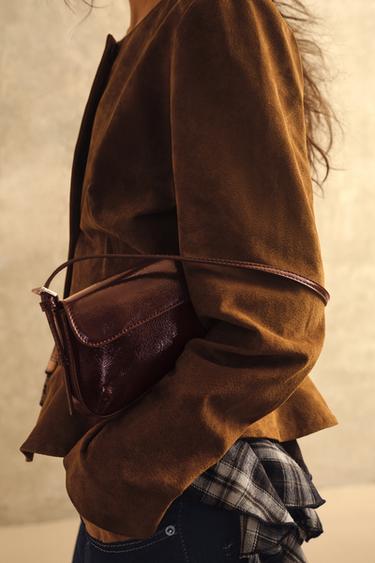 FLAP SHOULDER BAG - Burgundy Red by Zara