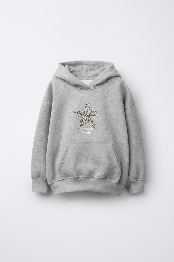 ANIMAL PRINT STAR HOODIE - Grey marl by Zara - Image 0
