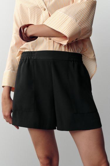 SHORTS WITH ELASTIC WAIST - Black by Zara