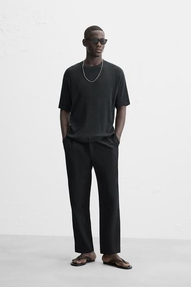 JACQUARD KNIT T-SHIRT - Black by Zara
