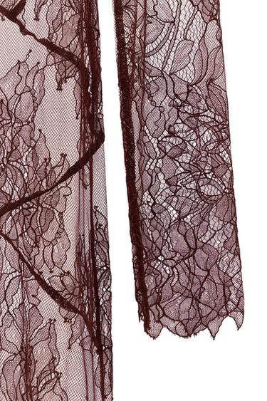 Zara LACE MIDI DRESS - Brown