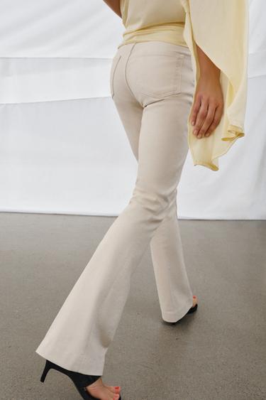 ZW COLLECTION MID-WAIST BOOTCUT JEANS - Ecru by Zara - Image 4