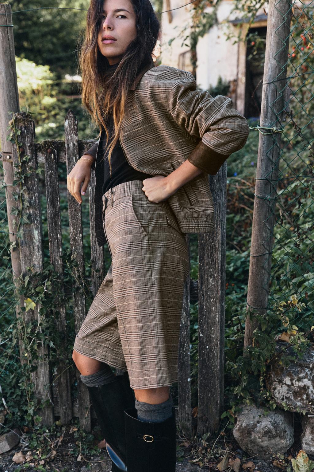 COMBINED CHECK BOMBER JACKET