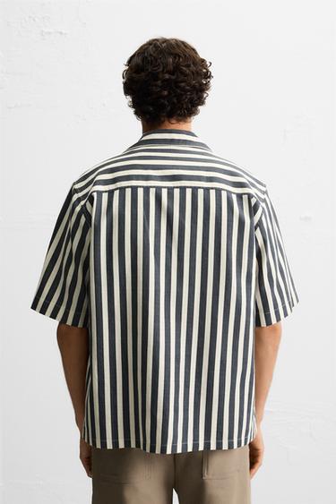 STRIPED TEXTURED SHIRT - Dark grey by Zara - Image 2