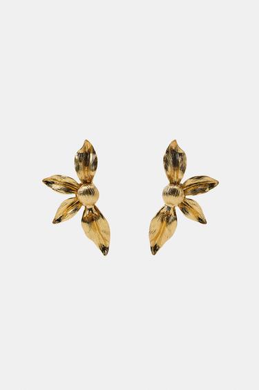 FAN FLOWER EARRINGS - Golden by Zara