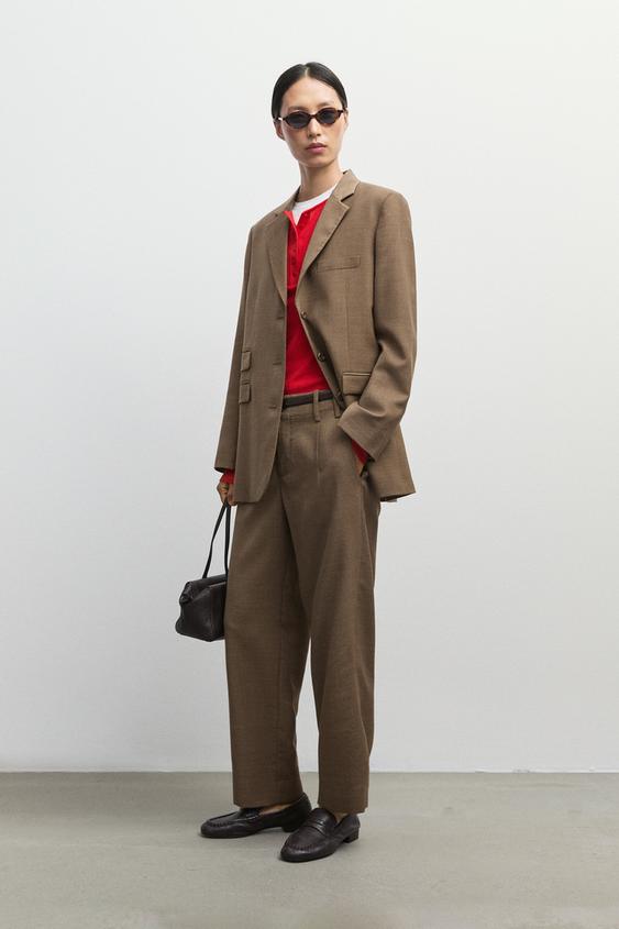 Zara Melange 100% wool suit blazer - Dark mink - Image 0