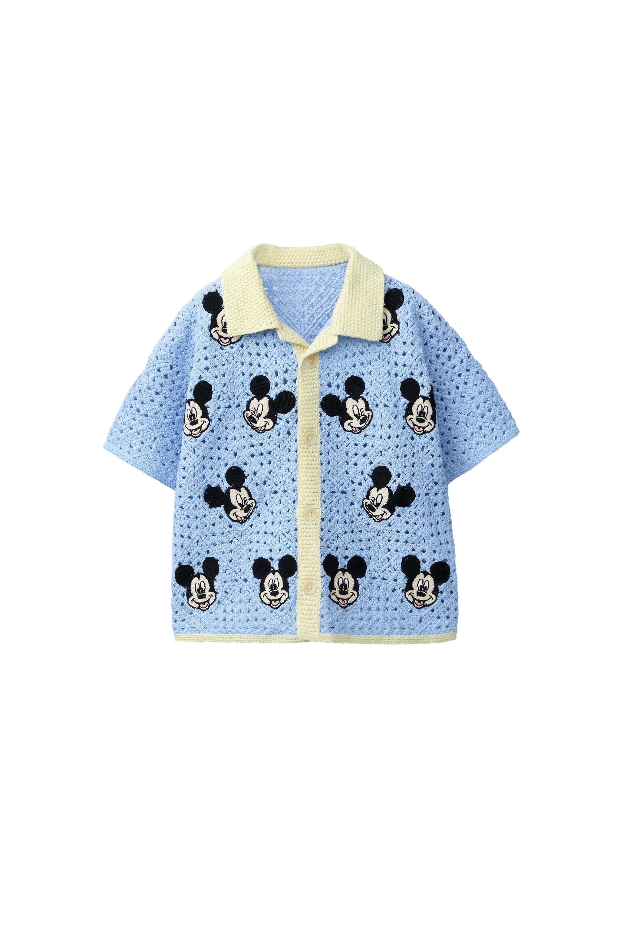 【miki】 MICKEY MOUSE © DISNEY CROCHET KNIT SHIRT - Light blue | ZARA