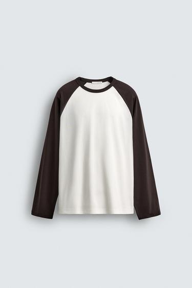 COLOUR BLOCK RAGLAN SLEEVE T-SHIRT - brown/white by Zara