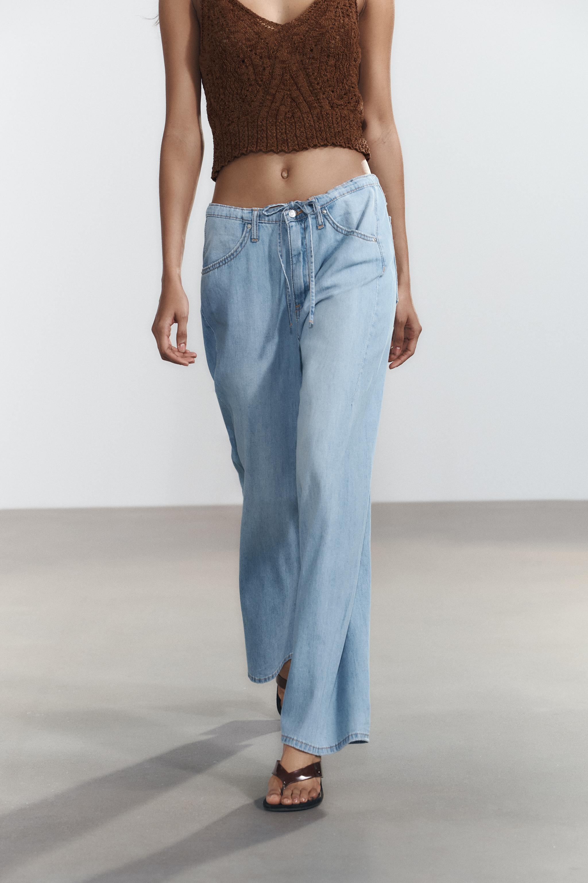 PANTALON FLUIDE DENIM TRF À CORDONS Bleu clair ZARA France