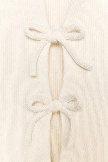KNIT TOP WITH BOWS - Ecru by Zara - Image 5
