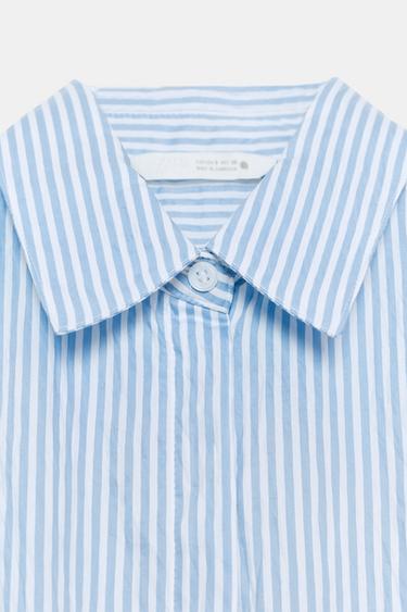 CHEMISE À RAYURES AVEC LIENS ZW COLLECTION - Bleu / Blanc de Zara - Image 8
