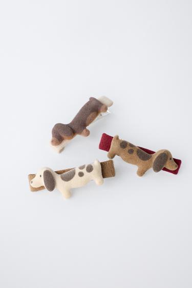 3-PACK OF DOG HAIR SLIDES WITH FLOCKING - Brown by Zara - Image 2