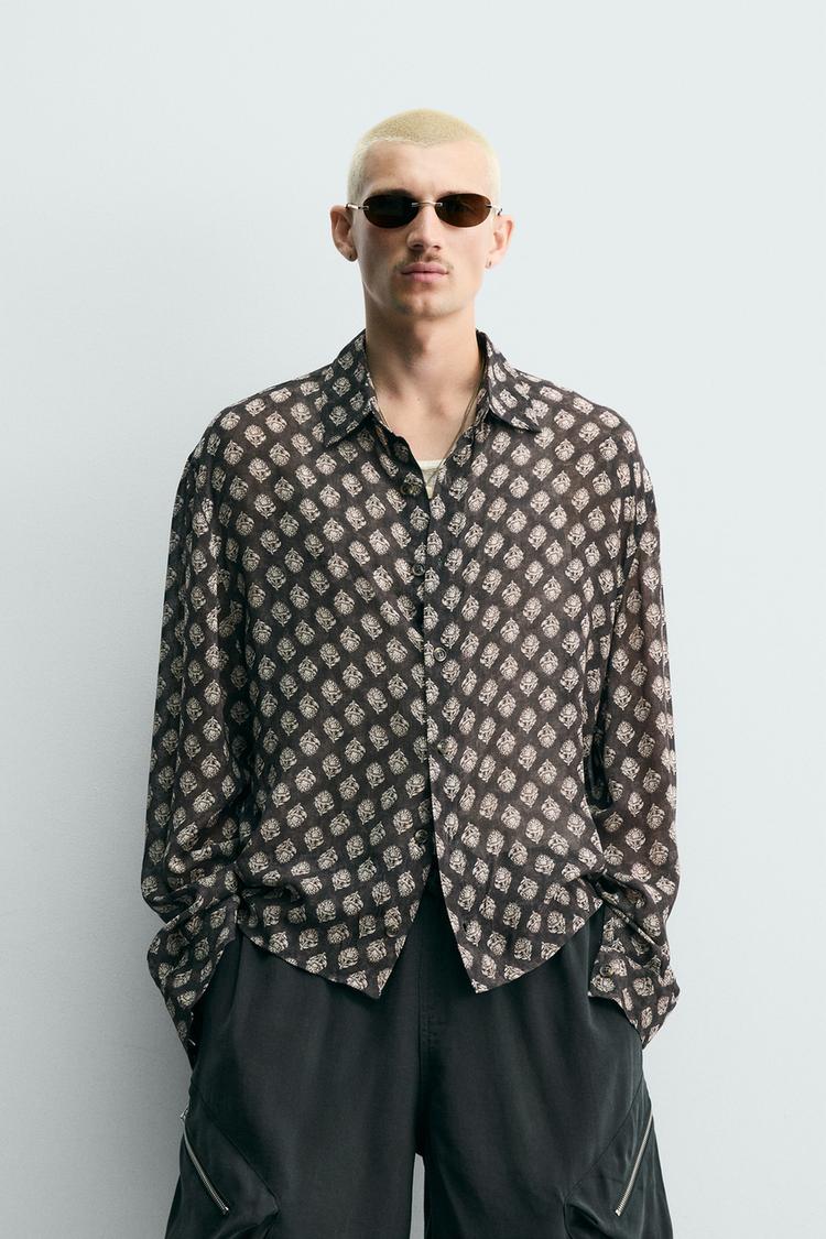 ZARA FLOWING GEOMETRIC PRINT SHIRT