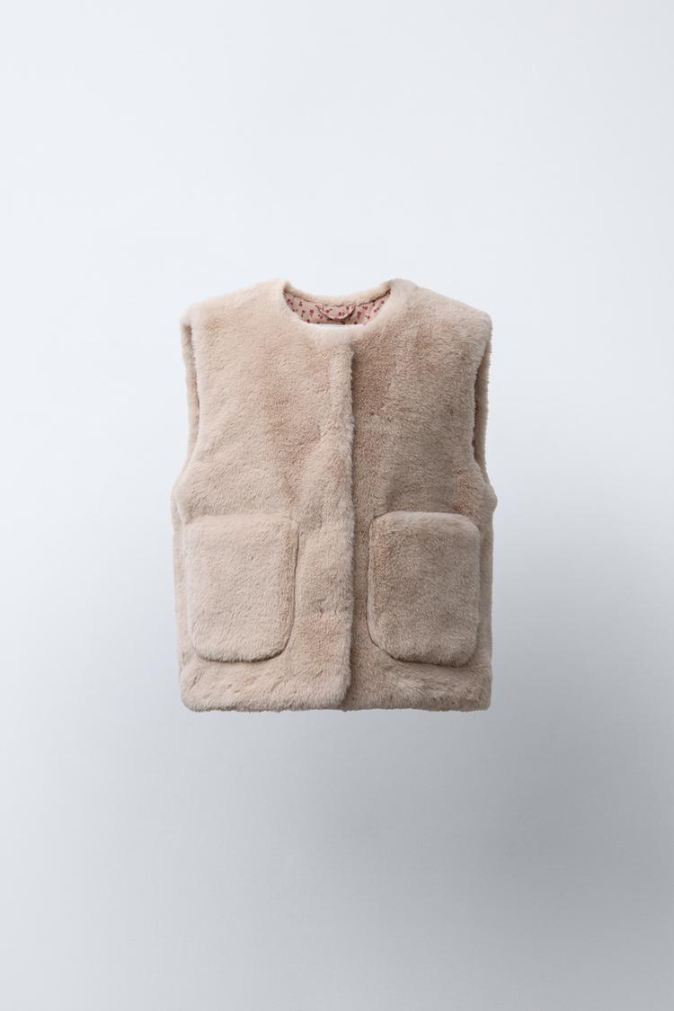 FAUX FUR VEST Sand ZARA United States