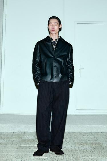 Zara 條紋繭型褲 - 藍色