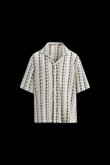 CAMISA ESTRUCTURA CROCHET - Blanco / Marino de Zara - Imagen 0