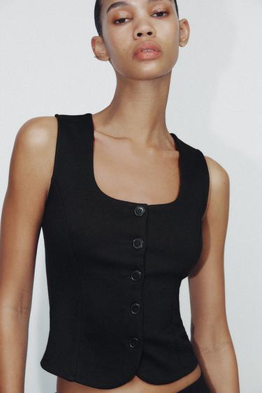 INTERLOCK VEST TOP - Black by Zara