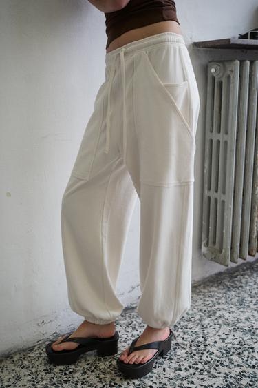 PANTALONI JOGGER CON TASCHE - Écru di Zara
