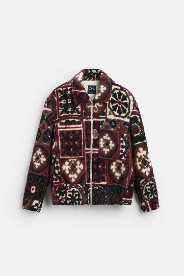 TEXTURED JACQUARD JACKET - bordeaux/ecru by Zara - Image 0